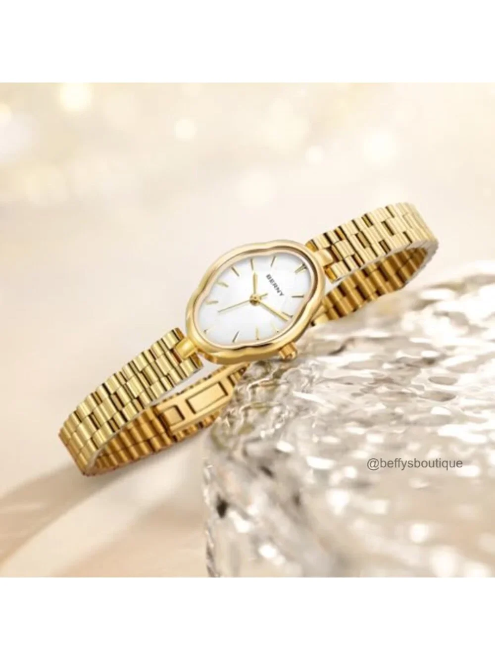 Dainty Ladies Quartz Watch Vintage Copper Mirrors Shape Japanese Movement 3ATM